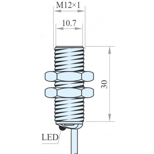 Indukčný spínač M12,SN=2mm,zapust,kábel Indukčný spínač M12,SN=2mm,zapust,kábel